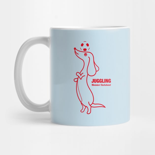 Miniature Dachshund JUGGLING -Red- by t-shirts-cafe